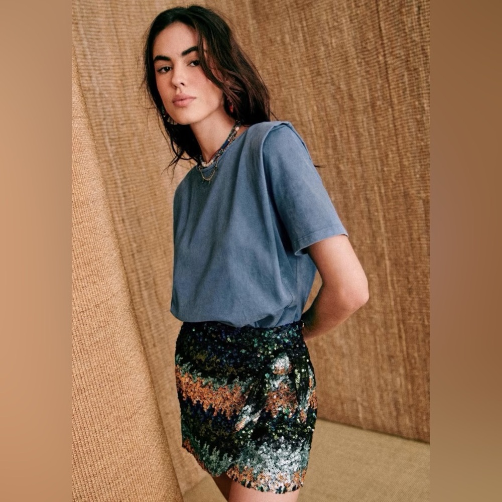 New Sezane Paxton T-shirt Bleu Fade Out - Size XS